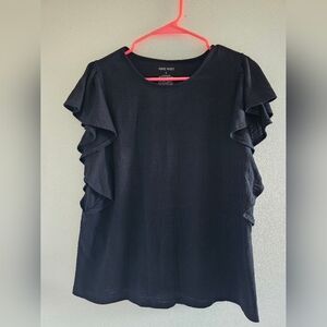 Nine West Elegant Black Ruffle Blouse